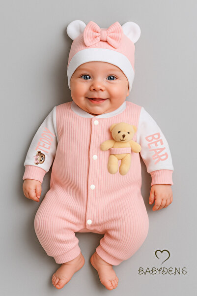 BABYDEN'S Teddy Bear Temalı Yenidoğan Fitilli Tulum Takımı Ayıcıklı Kız Bebek...