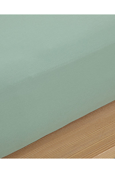 English Home Plain Cotton King Size Fitted Sheet Green