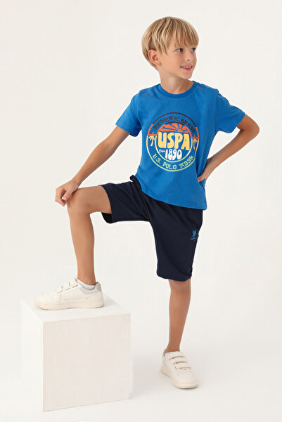 U.S. Polo Assn. Costum bermude albastre pentru băiat