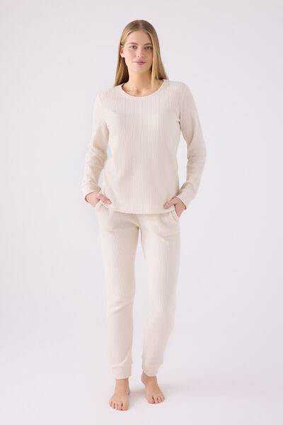 Pierre Cardin Women's Cream Long Sleeve Pajama Set