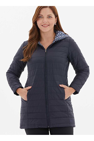 Selen Lacivert Kadın Standart Kapitone Mont 24KSL6121