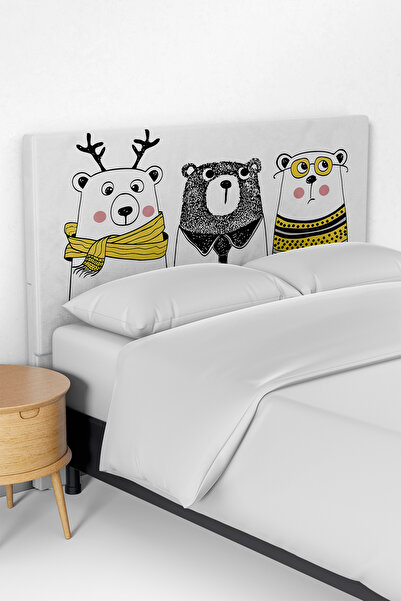 Talia Home Sevimli Ayılar Desenli Çocuk Yatak Baza Başlık Kılıfı TLABK-254
