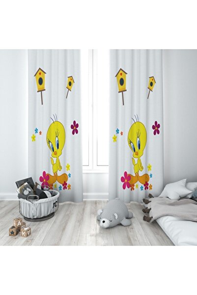 Talia Home Дитяча та дитяча кімната з малюнком Твіті, штора з 2 полотнами Tla...