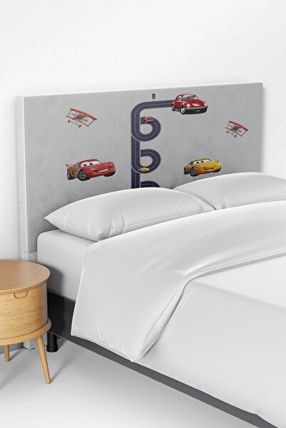 Talia Home Şimşek Mcqueen Arabalar Desenli Çocuk Odası Yatak Baza Başlık Kılıfı TLABK-107
