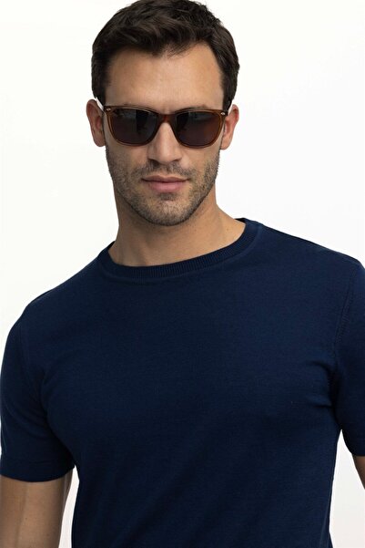 Tudors Ανδρικό Slim Fit Slim Fit Βαμβακερό πλεκτό T-shirt Navy Blue Crew Neck