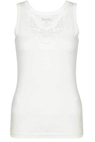 TOLIN 100% Cotton Women's Cream Wide Thick Strap Laced Undershirt 1215