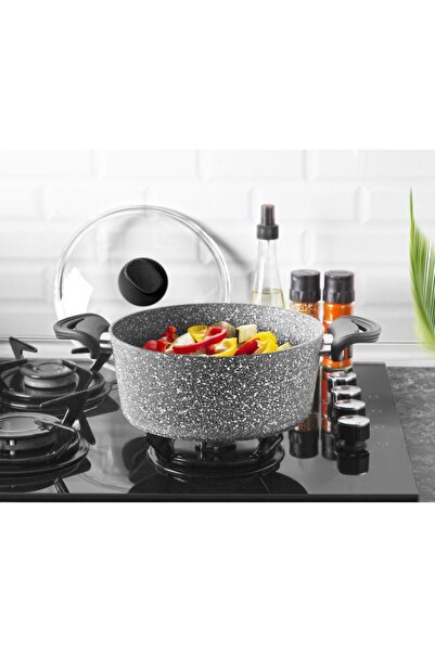 LAVONNI قدر جرانيت عميق من دييز مقاس 22 سم باللون الرمادي