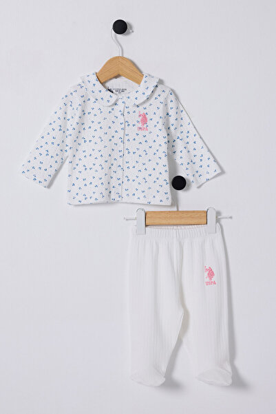 U.S. Polo Assn. طقم U.S. Polo Assn للرضيعات، باللون الأزرق