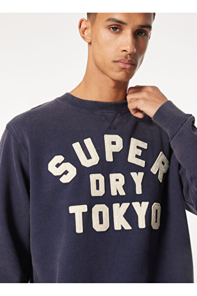 SUPERDRY Bisiklet Yaka Lacivert Erkek Sweatshırt M2013834AADQ_VINTAGE ATHLETIC CREW