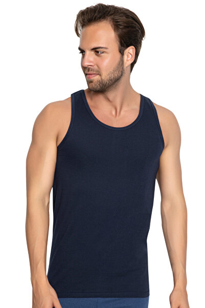 TOLIN Men's Dark Blue Undershirt - 100% Cotton, Single Jersey 114