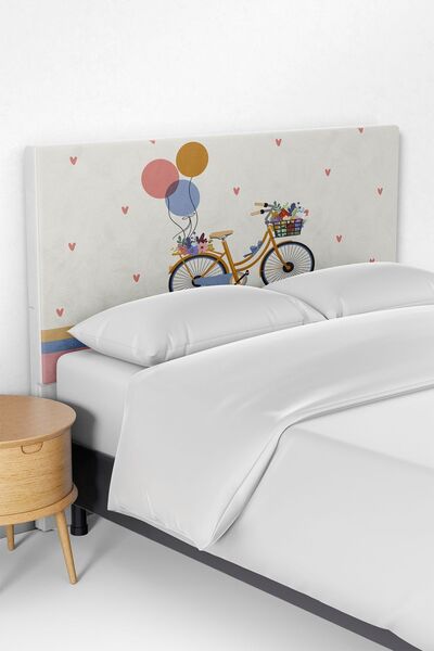 Talia Home Renkli Bisiklet Desenli Çocuk Odası Yatak Baza Başlık Kılıfı TLABK-166