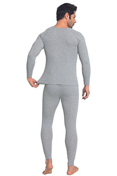 TOLIN Σετ Ανδρικά Θερμικά Εσώρουχα - Βαμβακερά, Ευέλικτα και Γκρι Melange 8190