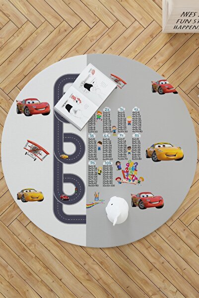 Homiko Şimşek Mcqueen Öğretici Yuvarlak Çocuk Halısı TLY-107