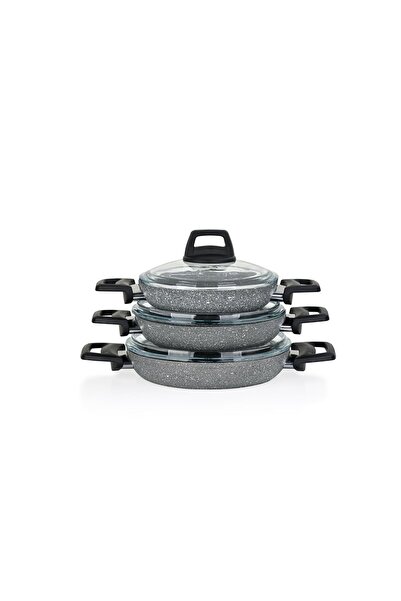 LAVONNI 6-Piece Granite Glass Lid Cookware Set