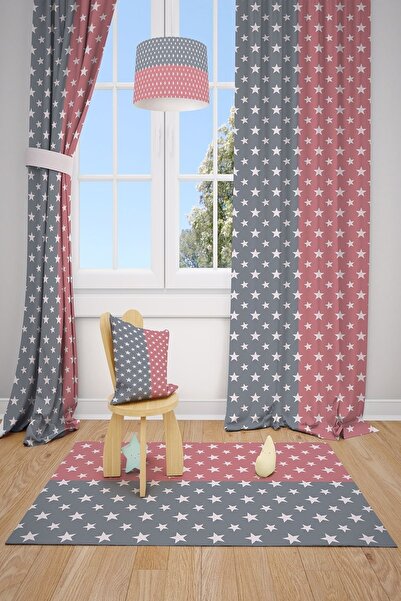 Talia Home ستارة خلفية لغرفة الأطفال والرضع بنمط نجمة وردية 2 أجنحة Tla-123