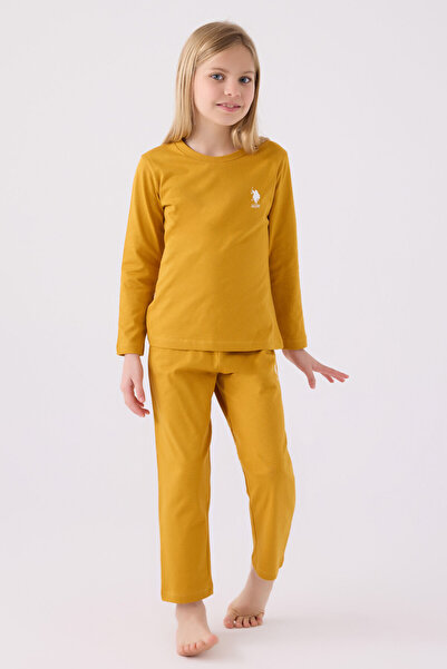 U.S. Polo Assn. Girl's Mustard Long Sleeve Pajama Set