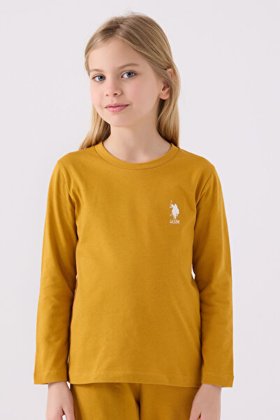 U.S. Polo Assn. Girl's Mustard Long Sleeve Pajama Set