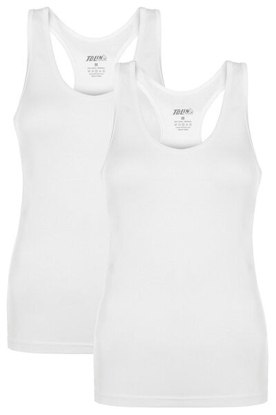 TOLIN Γυναικείο Λευκό Πακέτο 2 Βαμβακερό Lycra Athlete Rambo Singlet 1225
