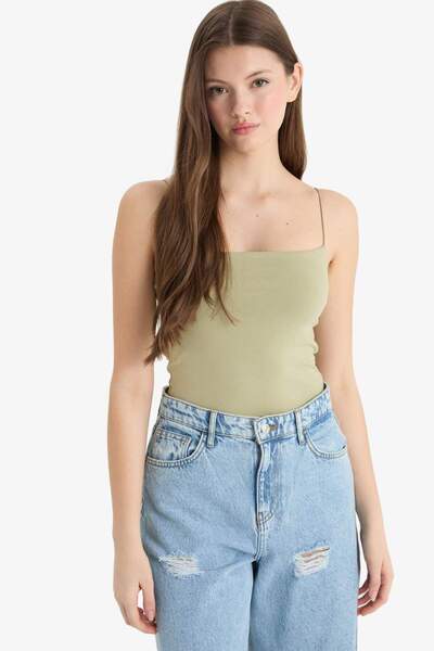 DeFacto Fitted Square Neck Basic Plain Strap Tank Top F5196Ax25Sm