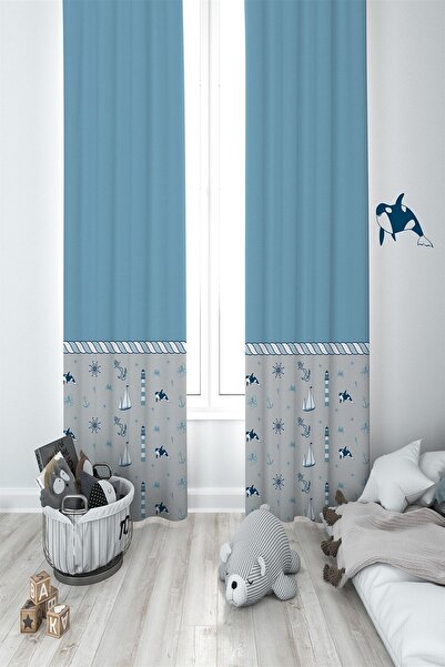 Talia Home Синя завіса з візерунком