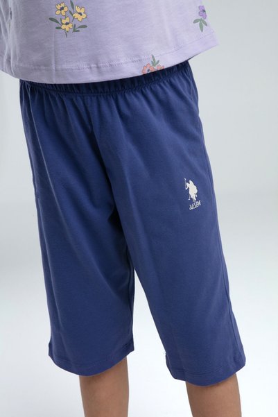 U.S. Polo Assn. Costum Capri mov pentru fete, cu decolteu tip bicicletă, cu imprimeu pigmentat, croială normală, de vară US2069-C-V2