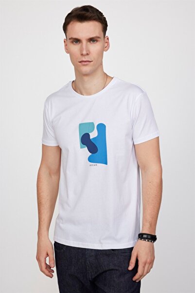 Tudors Bela okrugla kragna majica - 100% pamuk , Mekane teksture , Štampano S...