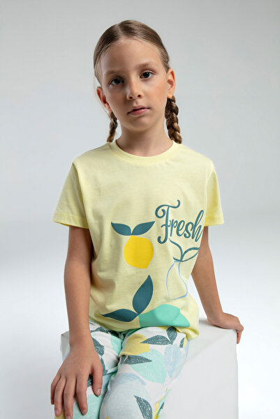 Rolypoly Kız Çocuk Sarı Kısa Kol Pijama Takım