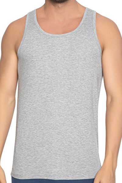 TOLIN Men's Undershirt - 3 Pack, Cotton, Gray Melange, Single Jersey 114