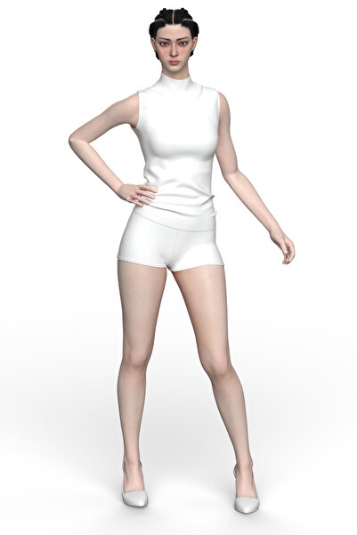 TOLIN Women's 2-Pack Zero-Sleeve Cotton Stretch Fabric White Turtleneck Bodysuit Undershirt 1257