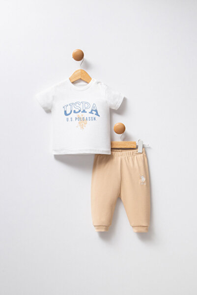 U.S. Polo Assn. طقم U.S. Polo Assn للأولاد الرضع، باللون الأبيض