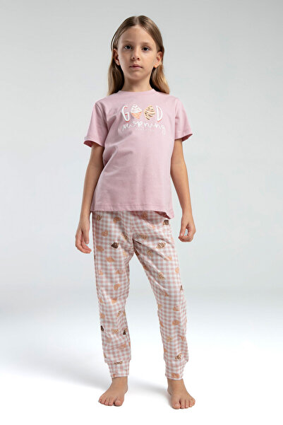 Rolypoly Kız Çocuk Pembe Kısa Kol Pijama Takımı