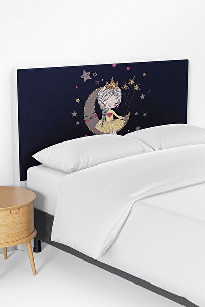 Talia Home Lacivert Ay'da Oturan Kız Çocuk Odası Yatak Baza Başlık Kılıfı TLABK-086