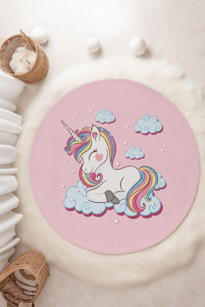 Homiko Unicornlu Yuvarlak Çocuk Halısı TLY-060