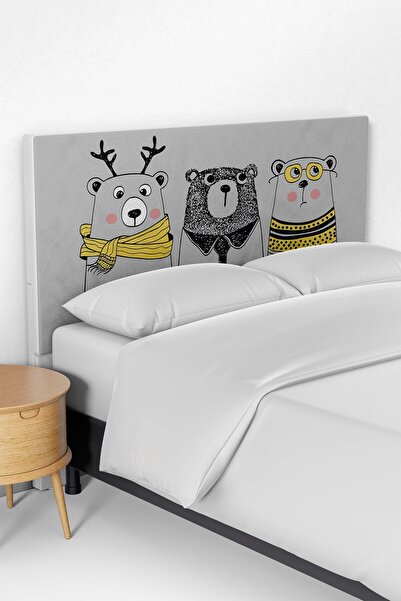 Talia Home Sevimli Ayılar 2 Çocuk Odası Yatak Baza Başlık Kılıfı TLABK-093
