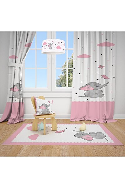 Talia Home Дитяча та дитяча кімната з метеликами та слонами, штора з 2 полотн...