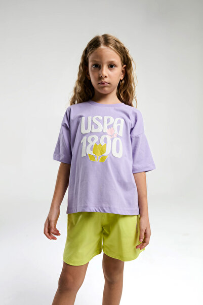 U.S. Polo Assn. Girl's purple shorts set