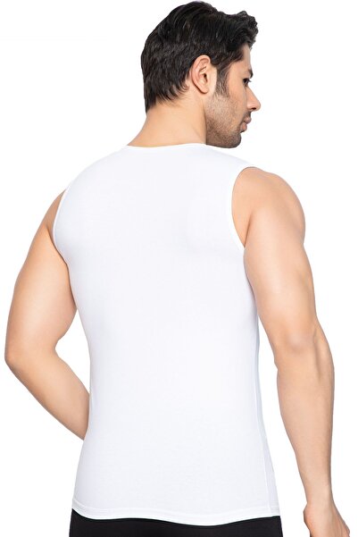TOLIN Sleeveless Body Male White V-Neck Cotton Stretch Fabric Undershirt 1177