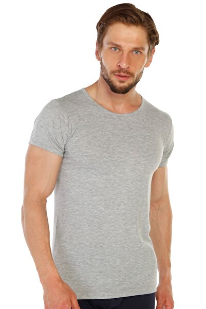 TOLIN Pack of 6 Cotton Gray Melange O Neck Men's Single Jersey Undershirt 314