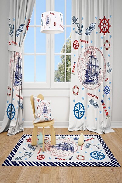 Talia Home Дитяча кімната з морським малюнком, штора з 2-ма полотнами Tla-192