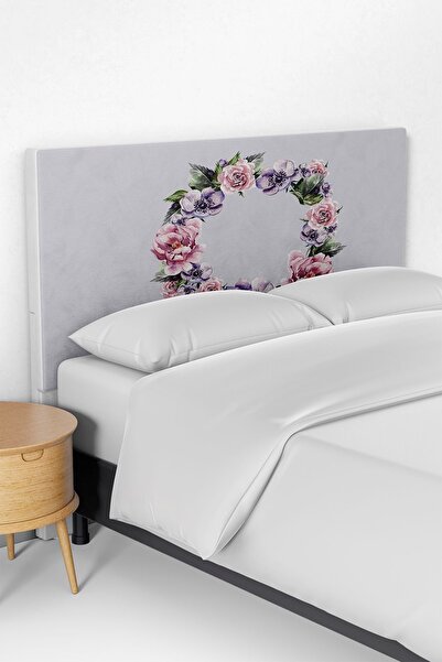 Talia Home Mor Çiçek Desen Yatak Baza Başlık Kılıfı TLABK-163