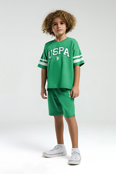 U.S. Polo Assn. Costum bermude verde pentru băiat