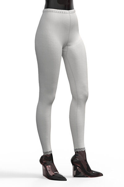 TOLIN Lenjerie lungă de damă din dantelă albă 100% bumbac - colanți 720