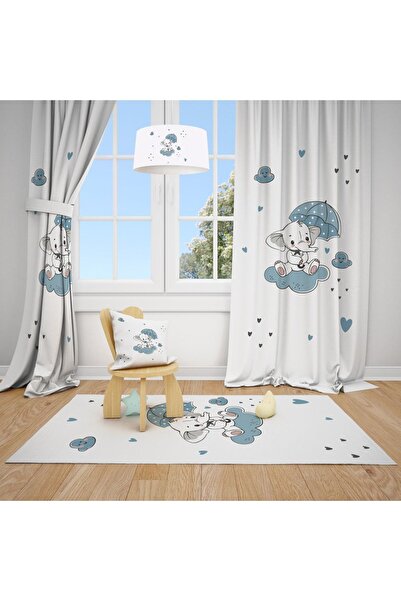 Talia Home Дитяча та дитяча кімната з візерунком слонів з парасольками, 2-сту...