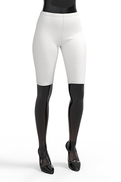 TOLIN Colanți albi pentru genunchi pentru femei, 100% bumbac - țevi, model 424