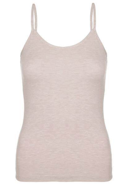 TOLIN Women's Milk Brown Cotton Lycra Melange String Tank Top 1223