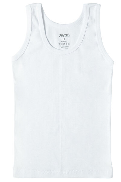 TOLIN Boy's White Tank Top - 3 Pack, 100% Cotton, 130 Models