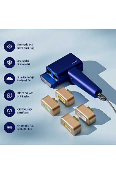 Mlay T16 4 Milyon Atım 4 Başlık (HR+BK+FA+SR) Ev Tipi IPL Lazer Epilasyon Cihazı