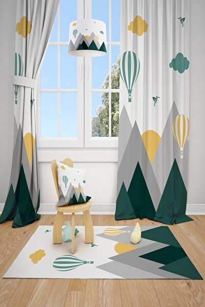 Talia Home ستارة خلفية لغرفة الأطفال والرضع بتصميم جبل وادي الطيور الخضراء 2 ...