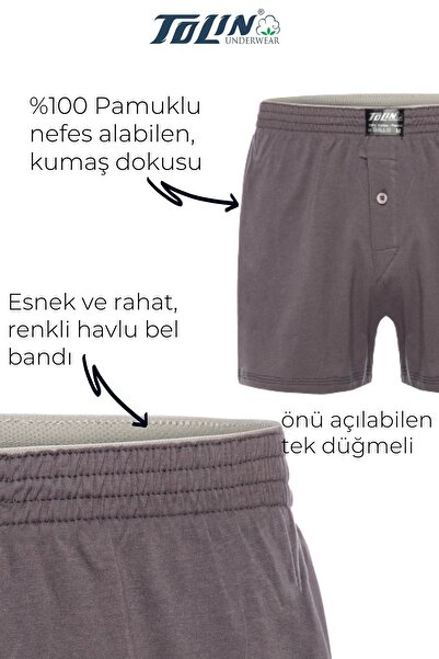 TOLIN Ανδρικό σορτς μπόξερ από μονό ζέρσεϊ Anthracite - 100% βαμβάκι 415a