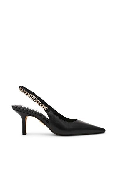 Steve Madden Womens Stefie Black Leather Heels